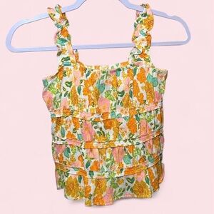 Old Navy multicoloured floral tank top ✿ Girl’s Size L (10-12)